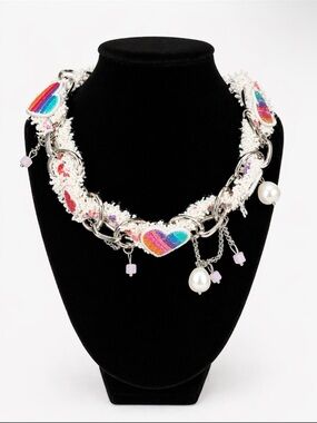 Boho Rainbow Heart Charm Necklace